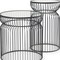 Homeroots Set of Two Clear and Black Tempered Glass and Metal Wire Round Drum End Tables, 2PK 605375 - alternate 6