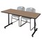 Regency Kobe T-Base Training Seminar Table W/ 2 Zeng Stack Chairs, 60 in W, 30 in L, Noble Oak MKTRCT6030NO44GY - alternate 1
