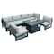 Leisuremod Chelsea 7-Piece Patio Sectional And Fire Pit Table Black Aluminum With Cushions, Beige CSFBL-7BG - alternate 1