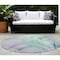 Homeroots 8' Round Blue and Gray Round Abstract Washable Non Skid Indoor Outdoor Area Rug 559357 - alternate 1