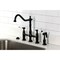 Kingston Brass Bridge Kitchen Faucet with Brass Sprayer, Matte Black KS1270BPLBS - alternate 5