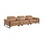 Homeroots 129" Chestnut Top Grain Leather Reclining Metal USB Sofa 720345 - alternate 1
