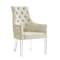 Homeroots Set of Two Tufted Cream and Clear Upholstered Linen Dining Arm Chairs 543547 - alternate 6