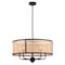Vaxcel Berens 5 Light Matte Black Modern Farmhouse Drum Pendant Fixture with Rattan Cane Shade P0395 - alternate 1