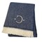 Homeroots 55" X 70" Navy Blue White Herringbone Cotton Blend C Initial Throw Blanket with Tassels Embroidery 680221 - alternate 3