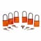 Brady Standard Safety Aluminum Padlocks 1.5 in Aluminum Shackle KD Orange 6PK 51378 - alternate 1