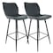 Elama 2 Piece Diamond Stitched Faux Leather Bar Chair in Black with Metal Legs ELM-799-37A-BLK - alternate 1