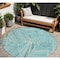 Homeroots 8' Teal Blue And Ivory Round Geometric Washable Indoor Outdoor Area Rug 594811 - alternate 1