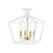Jonathan Y Plains 12" 4-Light Modern Farmhouse Metal Open-Frame Pagoda LED Semi Flush Mount Mini Lantern, White/ JYL7610F - alternate 1