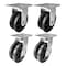 Hyw Products Heavy Duty Caster Set 5in V-Groove Wheels, 2 Rigid & 2 Swivel, 4PK 40-50R-A1-VG-2,40-50S-A1-VG-2 - alternate 1