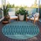 Homeroots 8' Teal Blue Aqua And Ivory Round Tribal Washable Indoor Outdoor Area Rug 582592 - alternate 6