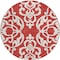 Homeroots 8' Red And Ivory Round Damask Washable Indoor Outdoor Area Rug 614457 - alternate 5