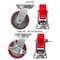 Hyw Products Heavy Duty Caster Set 5in Red Polyurethane on Cast Iron Wheels, 2 Swivel & 2 Swivel with Brake, 4PK 40-50S-A1-PC-2,40-50S-A1-PC-TB-2 (R) - alternate 3