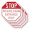 Signmission Stop Private Farm Entrance Only, 10 inch X 10 inch, Aluminum Metal Signs, 5PK OC-A-5Pack-10-229 - alternate 1