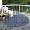 Homeroots 8' Blue And Black Round Damask Washable Indoor Outdoor Area Rug 605087 - alternate 4