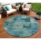 Homeroots 8' Teal Blue And Pale Aqua Round Abstract Washable Indoor Outdoor Area Rug 630791 - alternate 1