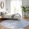 Homeroots 8' Sky Blue Denim Blue And Ivory Round Abstract Washable Indoor Outdoor Area Rug 583174 - alternate 5