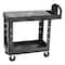 Rubbermaid Commercial Utility Cart with Deep Lipped & Flush Plastic Shelves, Plastic, 500 lb Load Capacity, 2 Shelves FG450500BLA - alternate 1