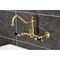 Kingston Brass Two-Handle Wall Mount Bridge Kitchen Faucet, Brushed Brass KS1247PKL - alternate 6
