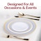 Smarty Had A Party 10.25" White with Blue and Gold Chord Rim Plastic Dinner Plates (120 Plates), 120PK 620-CASE - alternate 8