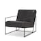 Homeroots 37" Black Genuine Leather and Metal Lounge Chair 606023 - alternate 1