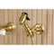 Kingston Brass Two-Handle Wall Mount Bridge Kitchen Faucet with Brass Sprayer, Brushed Brass KS2447PLBS - alternate 4