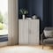 Homeroots 31in White Wood Corner Accent Cabinet With Two Doors 719679 - alternate 3