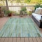 Homeroots 9' X 12' Artichoke Green And Teal Blue Striped Washable Indoor Outdoor Area Rug 631525 - alternate 6