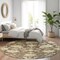 Homeroots 8' Chocolate And Beige Round Floral Washable Indoor Outdoor Area Rug 605195 - alternate 7