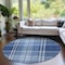 Homeroots 8' Navy Blue Black And Ivory Round Plaid Washable Indoor Outdoor Area Rug 596347 - alternate 6