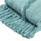 Homeroots 60" X 50" Blue Woven Cotton Throw Blanket with Fringe 516548 - alternate 6