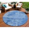 Homeroots 8' Navy Blue And Ivory Round Abstract Washable Indoor Outdoor Area Rug 602727 - alternate 1