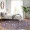 Homeroots 8' Eggplant Terra Cotta And Green Round Floral Washable Indoor Outdoor Area Rug 605267 - alternate 4