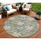 Homeroots 8' Gray Beige And Olive Green Round Botanical Leaves Washable Indoor Outdoor Area Rug 618402 - alternate 3