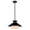 Vaxcel Loomis 1-Light Matte Black Mid-Century Modern Pendant, White Frosted Glass Shade P0440 - alternate 1