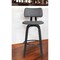 Homeroots 30" Gray And Black Faux Leather Swivel Low Back Bar Height Bar Chair 534438 - alternate 1