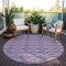 Homeroots 8' Purple Gray And Ivory Round Geometric Washable Indoor Outdoor Area Rug 599660 - alternate 6