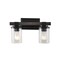 Jonathan Y Bungalow 15" 2-Light Iron/Seeded Glass Rustic Farmhouse LED Vanity Light, Oil Rubbed Bronze JYL7508A - alternate 1