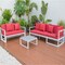 Leisuremod Chelsea White Sectional With Adjustable Headrest & Coffee Table With Red Cushions CSLW-80R - alternate 6