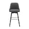 Homeroots 30" Gray and Black Faux Leather with Solid Wood Swivel Bar Height Bar Chair 534482 - alternate 5