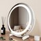 Homeroots 12" White Lighted Round Glass Framed Makeup Shaving Tabletop Mirror 565042 - alternate 7