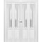 Sartodoors Sliding Closet Double Bi-fold Doors, Lucia 22 White Silk with Frosted Glass, Sturdy Tracks Molding LUCIA1422DBF-BEM-96 x 84 (4* 24x84) - alternate 1