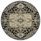 Homeroots 8' Black Gray And Ivory Round Oriental Washable Indoor Outdoor Area Rug 600140 - alternate 6
