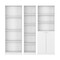 Homeroots Set of Three White Wood Twelve Tier Modular Bookcase with Two Doors, 3PK 546626 - alternate 1