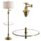 Jonathan Y Cora 60" Modern Metal LED Floor Lamp with Integrated Glass Side Table and Swing Arm, Brass/Clear JYL3055A - alternate 8