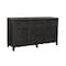 Homeroots 66in Black Distressed Solid Wood Carved Floral Six Drawer Sideboard With Two Doors 521378 - alternate 4