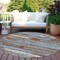 Homeroots 8' Chocolate Blue And Beige Round Striped Washable Indoor Outdoor Area Rug 616648 - alternate 4