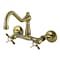 Kingston Brass Two-Handle Wall Mount Bridge Kitchen Faucet, Antique Brass KS3223BEX - alternate 1