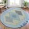Homeroots 8' Denim Blue Gray And Brown Round Geometric Washable Indoor Outdoor Area Rug 631905 - alternate 5