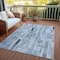 Homeroots 10' X 14' Blue And Gray Striped Washable Indoor Outdoor Area Rug 615517 - alternate 6